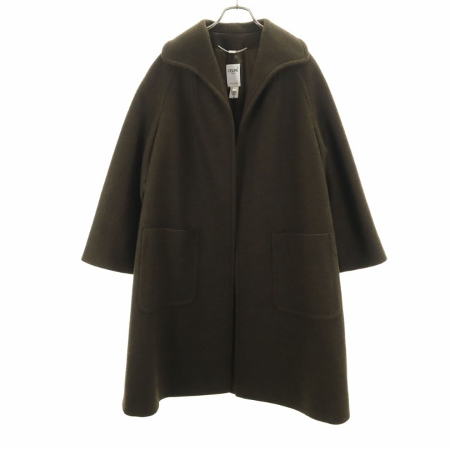 セリーヌ フランス製 カシミヤブレンド メルトン コート 40 カーキ CELINE レディースの通販は