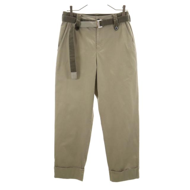 サカイ 23SS 日本製 ウールブレンド 23-02978M ベルテッド チノパンツ 1 アッシュベージュ Sacai メンズ