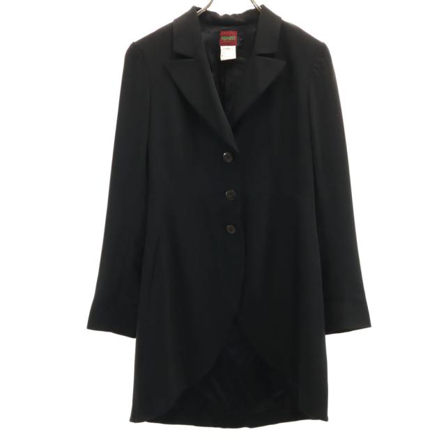 ケンゾーパリス 90s フランス製 オールド ハーフ チェスターコート 38 ブラック KENZO PARIS レディース