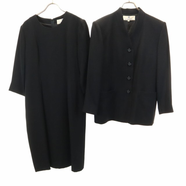 ジバンシィ 90s 日本製 オールド 7分袖 ワンピース 12 ブラック GIVENCHY 2ピース セット レディース