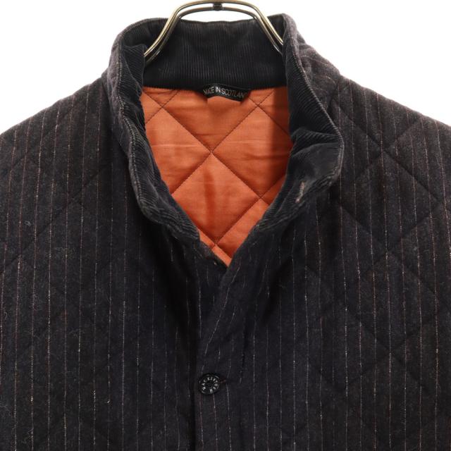 Mackintosh マッキントッシュ 英国製 ウールブレンド ストライプ柄 キルティングジャケット M ブラック ×Paul Smith メンズ_4