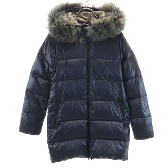 DUVETICA デュベティカ ブルガリア製 ESTERNO-AUBER ミドル ファー ダウンコート 42 ネイビー フーディー メンズ