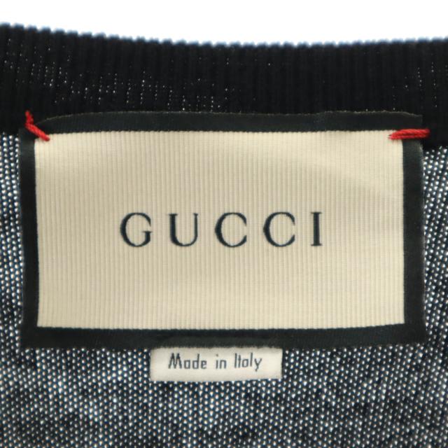 GUCCI グッチ イタリア製 長袖 Vネック セーター S ブラック メンズ_6