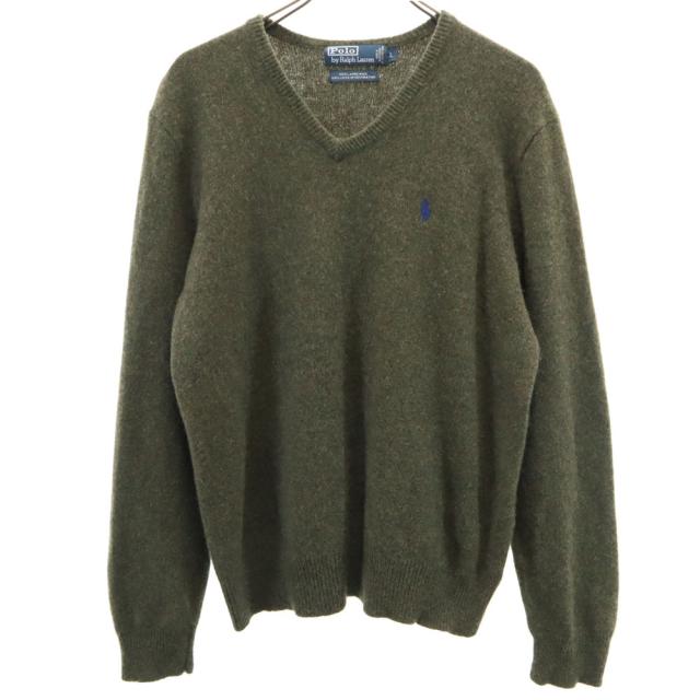 Polo by Ralph Lauren ポロバイラルフローレン 長袖 Vネック セーター L カーキ ニット メンズの通販は
