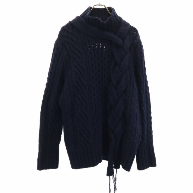 Sacai サカイ ウールブレンド 長袖 ローゲージ モックネック セーター 201 ネイビー メンズの通販は