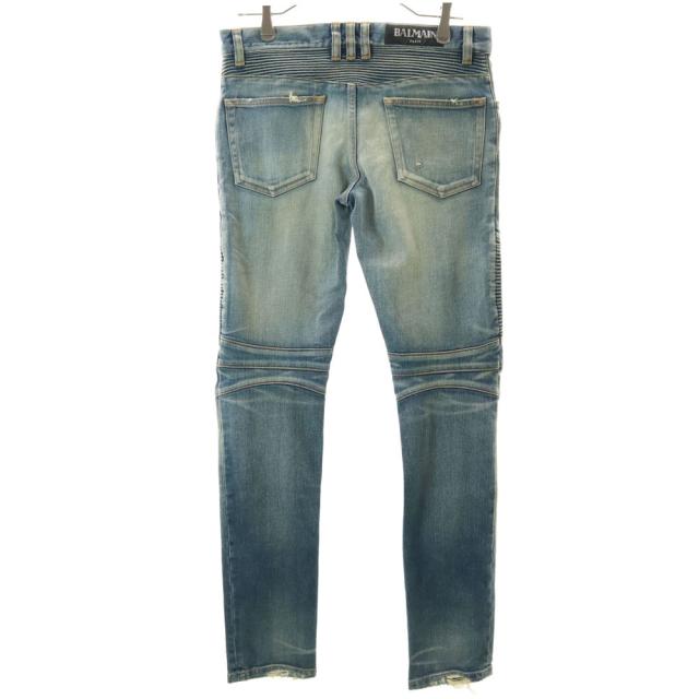BALMAIN バルマン 日本製 バイカー デニムパンツ ｗ28 ブルー メンズの通販は