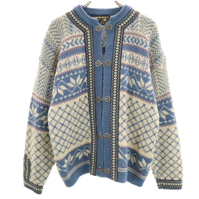 DALE OF NORWAY 80s ノルウェー製 ウール ヴィンテージ ノルディック柄 長袖 チロリアン ニットカーディガン ブルー系 メンズの通販は