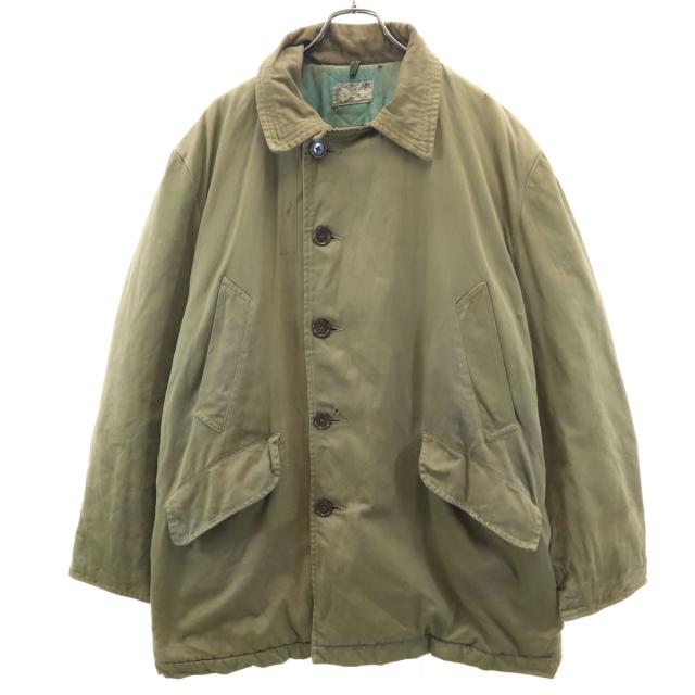 VINTAGE ヴィンテージ 40s 50s クラウンジップ バネクラ 民間品 B−9タイプ フライトジャケット カーキ フード欠損 メンズ