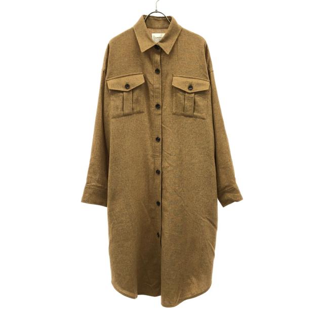 AMERI UNDRESSED アメリ 長袖 ウール混 ロング シャツワンピース F ブラウン レディース
