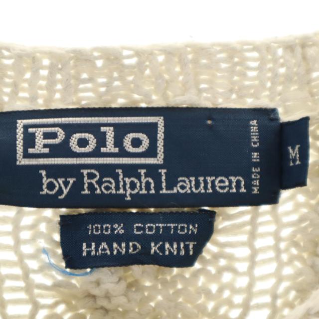 Polo by Ralph Lauren ポロバイラルフローレン 90s オールド 長袖 ハンド ニット M ホワイト ケーブルニット メンズ Polo by Ralph Lauren ポロバイラルフローレン 90s オールド 長袖