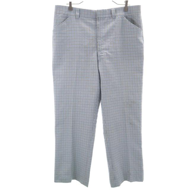 VINTAGE ヴィンテージ 70s チェック柄 トラウザー パンツ ネイビー メンズ