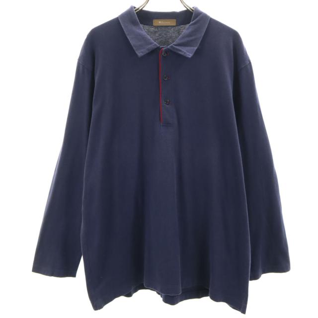 Y’s for men ワイズフォーメン 長袖 天竺ジャージー生地 ポロシャツ ネイビー メンズ