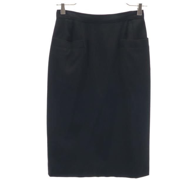 GUCCI グッチ 80s イタリア製 カシミヤ100％ ヴィンテージ ミモレ丈 タイトスカート 40 ブラック レディース