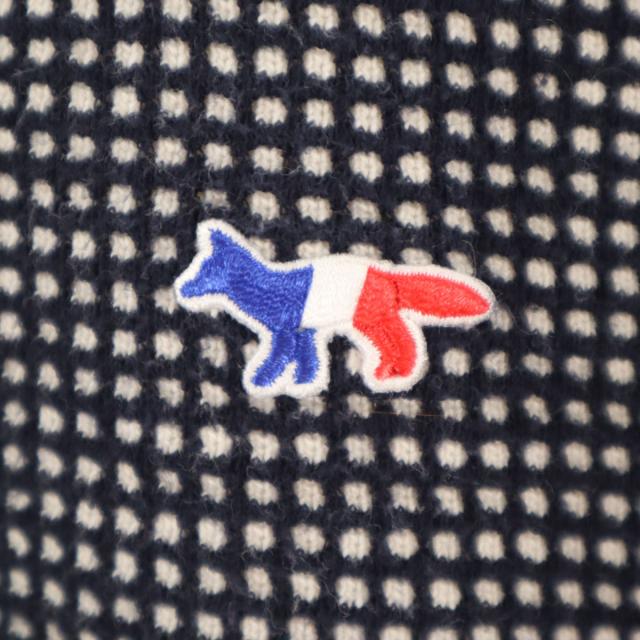 MAISON KITSUNE メゾンキツネ ポルトガル製 長袖 ワッフル ニット XS ネイビー メンズ_4
