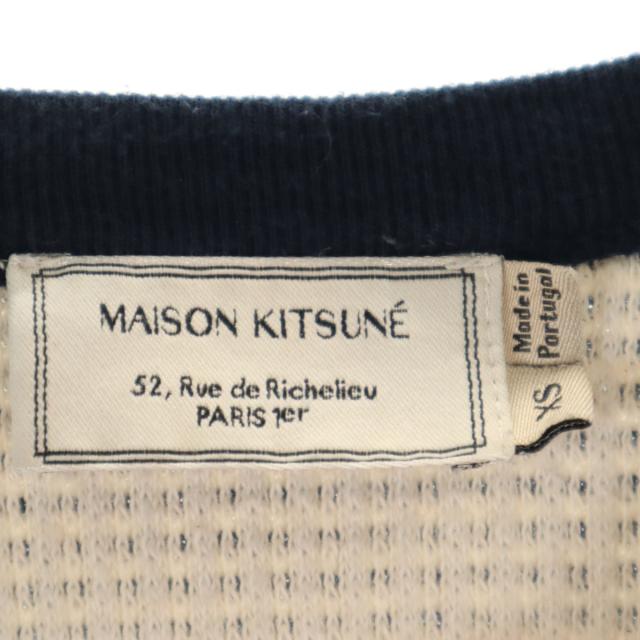 MAISON KITSUNE メゾンキツネ ポルトガル製 長袖 ワッフル ニット XS ネイビー メンズ_6