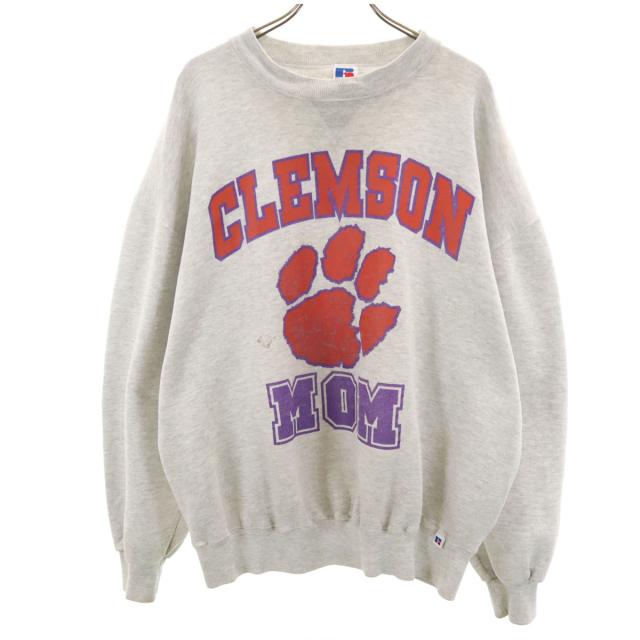 RUSSELL ATHLETIC ラッセルアスレチック 90s USA製 オールド CLEMSON MOM 長袖 スウェット トレーナー XL グレー メンズ
