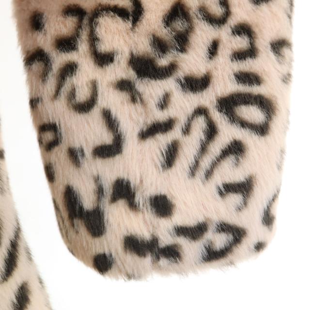 GUESS レオパード柄 ファーコート GYDA スライバーチェスターコート F 