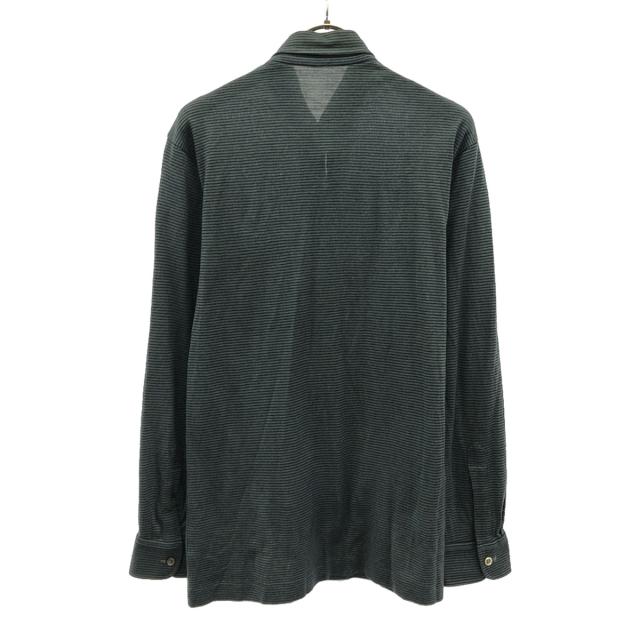 YVES SAINT LAURENT イヴサンローラン 90s オールド ボーダー柄 長袖 ボタンダウン ポロシャツ M グレー系 メンズ_1