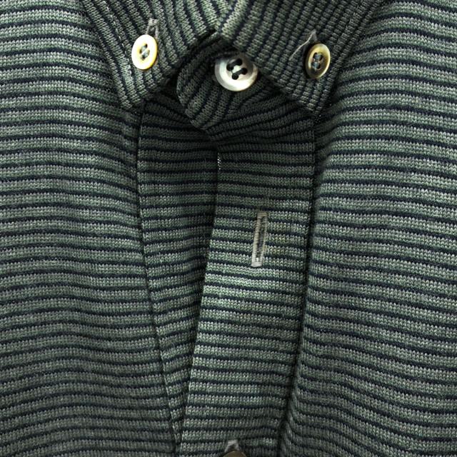 YVES SAINT LAURENT イヴサンローラン 90s オールド ボーダー柄 長袖 ボタンダウン ポロシャツ M グレー系 メンズ_5