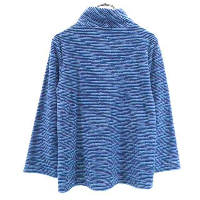 Missoni ミッソーニ 90s 日本製 オールド ボーダー柄 長袖 ハイネック パイル地 セーター L ブルー系 INTIMO レディース_1