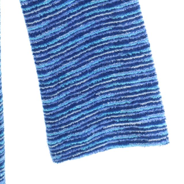 Missoni ミッソーニ 90s 日本製 オールド ボーダー柄 長袖 ハイネック パイル地 セーター L ブルー系 INTIMO レディース_3