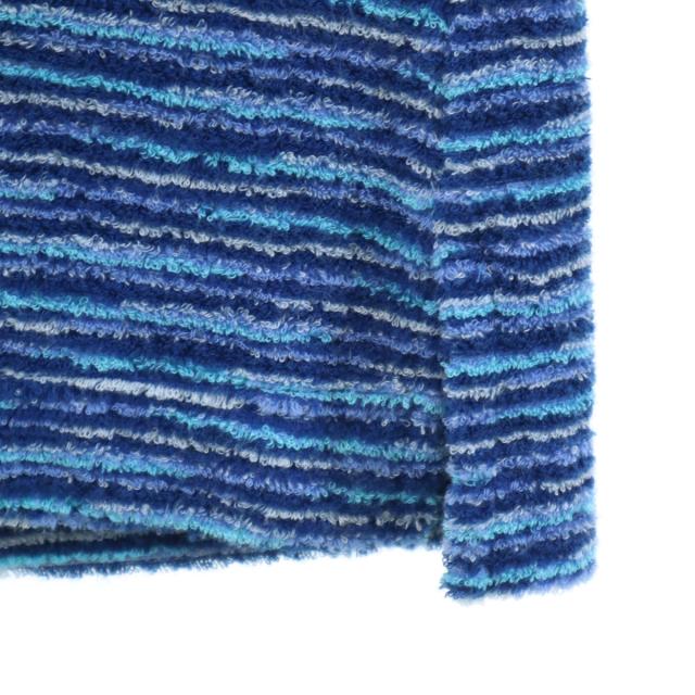 Missoni ミッソーニ 90s 日本製 オールド ボーダー柄 長袖 ハイネック パイル地 セーター L ブルー系 INTIMO レディース_4