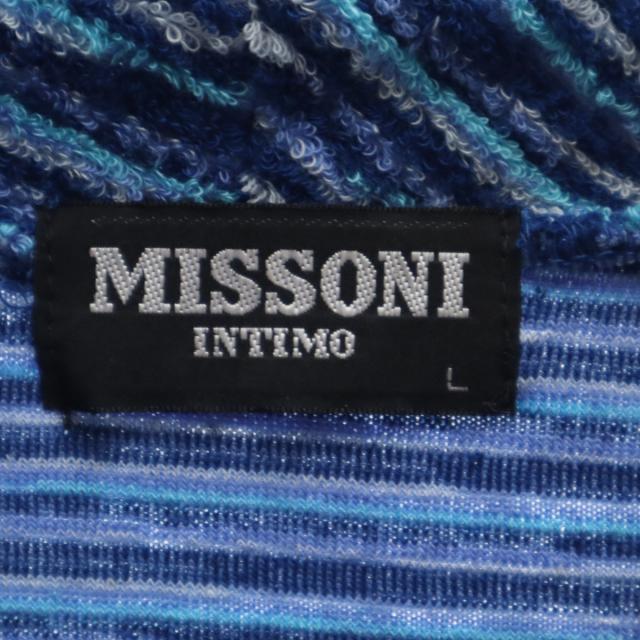 Missoni ミッソーニ 90s 日本製 オールド ボーダー柄 長袖 ハイネック パイル地 セーター L ブルー系 INTIMO レディース_5