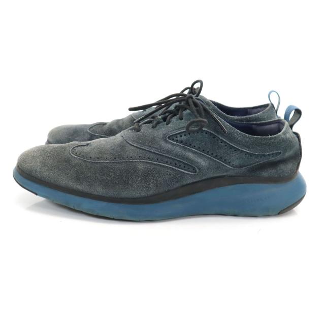 COLE HAAN コールハーン ゼログランド ウィング オックスフォード スエード レザーシューズ 7 1/2M ネイビー C28205 メンズ_3