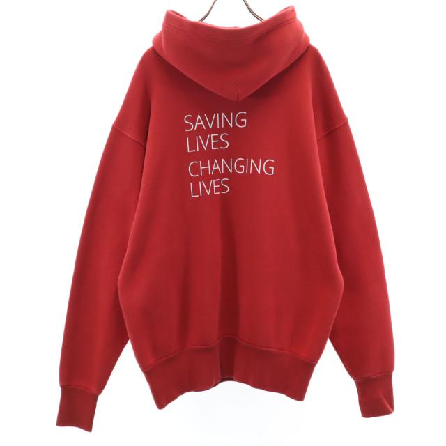 BALENCIAGA バレンシアガ 18AW ポルトガル製 長袖 ロゴプリント パーカー XS レッド WFP 裏起毛 メンズ_1