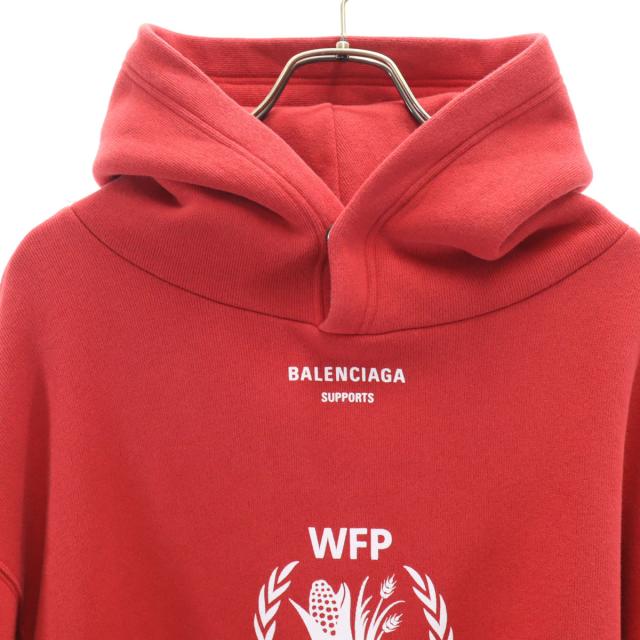 BALENCIAGA バレンシアガ 18AW ポルトガル製 長袖 ロゴプリント パーカー XS レッド WFP 裏起毛 メンズ_2