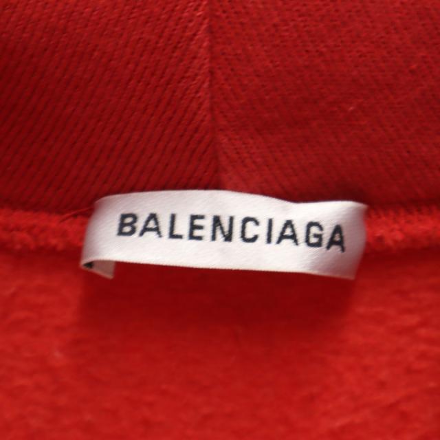 BALENCIAGA バレンシアガ 18AW ポルトガル製 長袖 ロゴプリント パーカー XS レッド WFP 裏起毛 メンズ_7