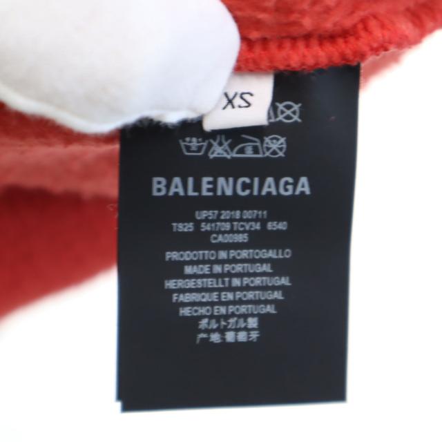 BALENCIAGA バレンシアガ 18AW ポルトガル製 長袖 ロゴプリント パーカー XS レッド WFP 裏起毛 メンズ_8