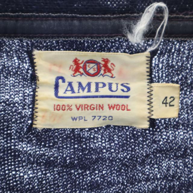 CAMPUS キャンパス 50s ヴィンテージ ウールブレンド 長袖 カーディガン 42 ネイビー メンズ_9