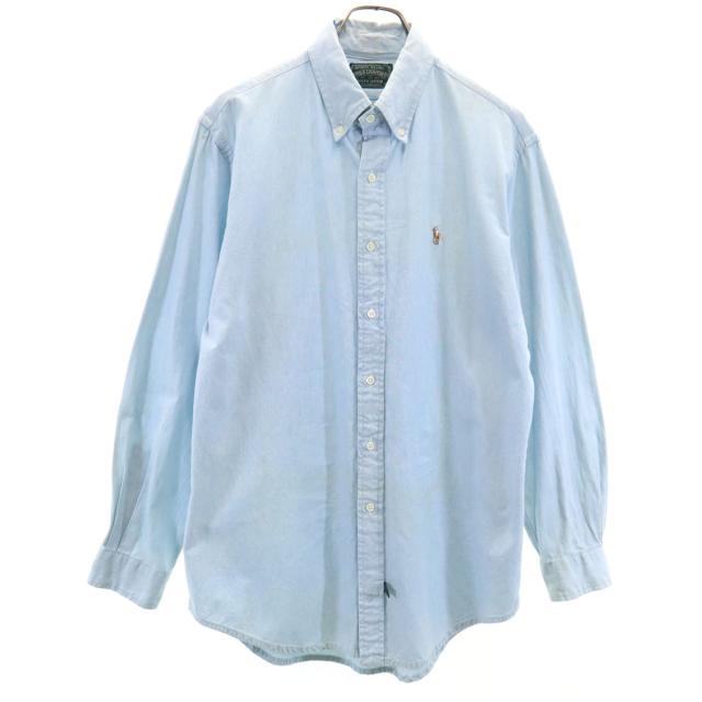 POLO COUNTRY ポロカントリー 80s 90s オールド 長袖 コットンシャツ M ライトブルー ラルフローレン メンズ