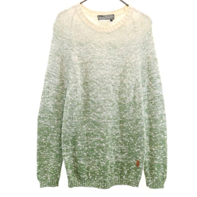SalvatoreFerragamo サルバトーレフェラガモ 90s イタリア製 オールド 長袖 グラデーション ニット L ライトグリーン メンズ