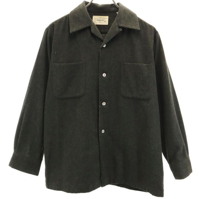 Golden Needle Manhattan ゴールデンニードル 60s ヴィンテージ 開襟シャツ 長袖 オープンカラーシャツ M カーキ メンズ