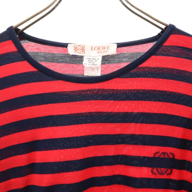 LOEWE ロエベ イタリア製 オールド ボーダー柄 長袖 Tシャツ M レッド