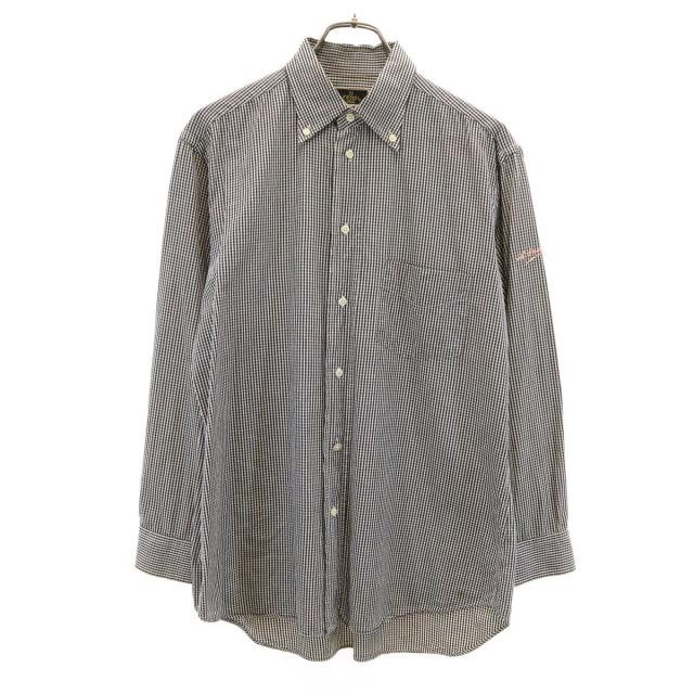 FENDI フェンディ チェック柄 長袖 ボタンダウンシャツ 40 ブラック メンズ