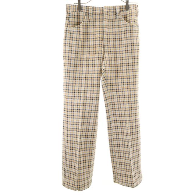 MUSTANG KNIT by HAGGAR 70s 80s ヴィンテージ ロケットタロン チェック柄 ロングパンツ ホワイト メンズ