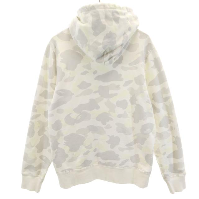 A BATHING APE アベイシングエイプ 日本製 蓄光 長袖 スウェットパーカー M ホワイト メンズ_1