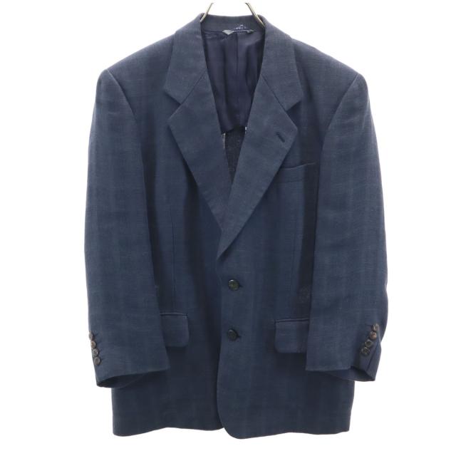 GIVENCHY ジバンシィ 90s リネン オールド チェック柄 テーラードジャケット S チャコール メンズ