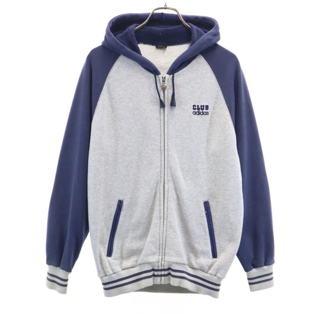 adidas アディダス 70s 80s ヴィンテージ デサント製 トレフォイルロゴ ツートンカラー ラグラン ジップパーカー メンズ