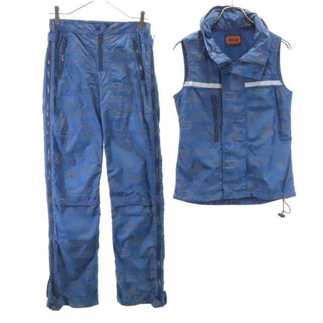 HYSTERICS ヒステリックス 総柄 ノースリーブ ナイロン ベスト 上下セットアップ free ブルー NP10113 ON61215 アウトドア メンズ