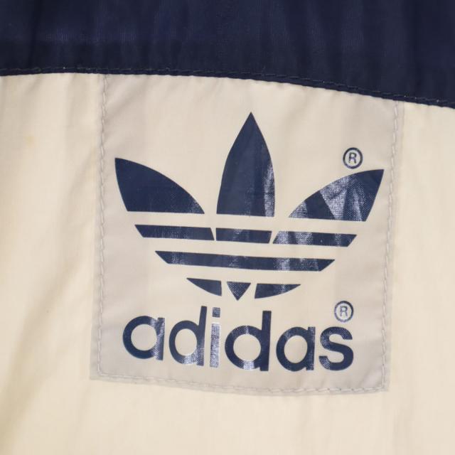 adidas アディダス 80s ヴィンテージ 万国旗タグ トレフォイルロゴ ナイロンジャケット 40 ネイビー フード付き メンズ_5