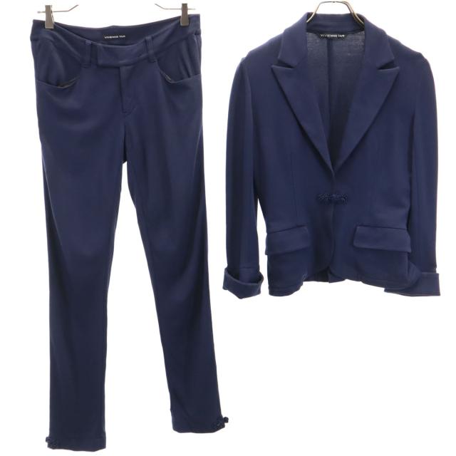VIVIENNE TAM ヴィヴィアンタム 日本製 テーラードジャケット 上下セットアップ ネイビー ストレッチ レディース