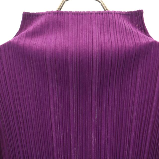 PLEATS PLEASE プリーツプリーズ 日本製 長袖 プリーツ カットソー 3 パープル レディース_3