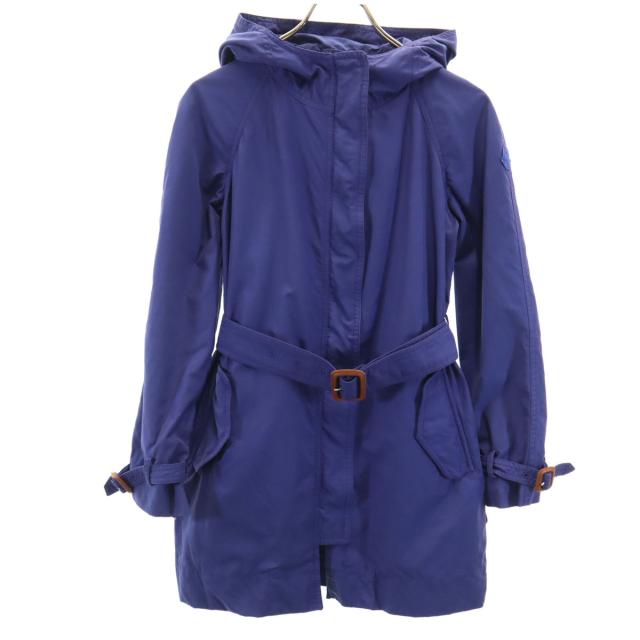 MONCLER モンクレール ルーマニア製 フーデット コート ブルー ベルト付き レディース