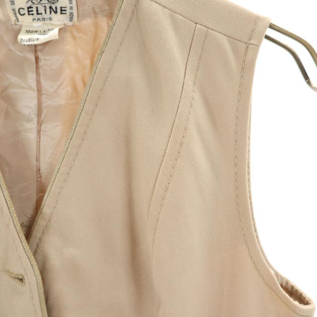 CELINE セリーヌ 80s フランス製 金ボタン ベスト ベージュ レディース_5