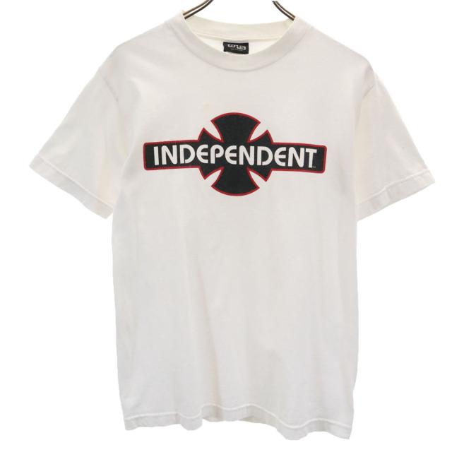 NHS 90s オールド インデペンデント 半袖 アイアンクロスロゴ Tシャツ S ホワイト INDEPENDENT メンズ