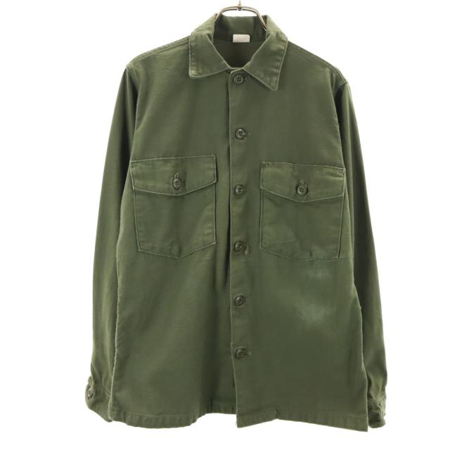 US ARMY アメリカ軍 70s ヴィンテージ 長袖 ユーティリティ ミリタリーシャツ 14 1/2 33 カーキ メンズ